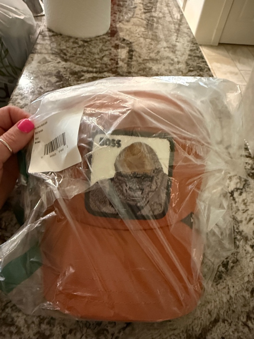 Boss Orange Leather-Look Brown Baseball Cap